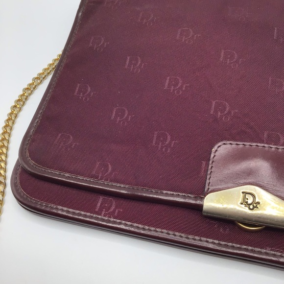 Vintage 70s Christian Dior made in France burgundy shoulder chain bag purse - Picture 4 of 10